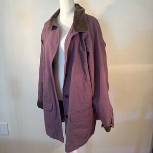 Vintage LL BEAN Barn Purple Canvas Chore Coat Corduroy Collar XXL